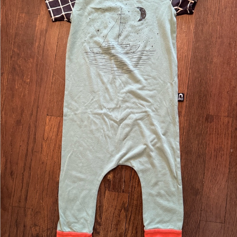 Mint Green Rags to Raches Romper with Boat Design